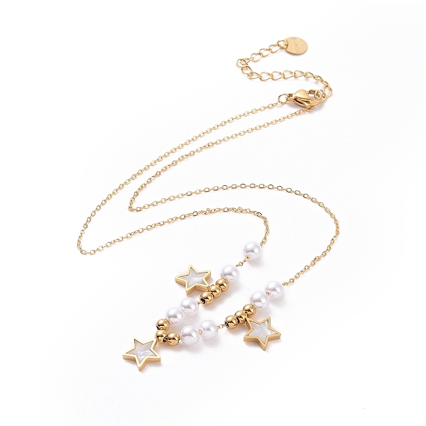 

PandaHall Ion Plating(IP) 304 Stainless Steel Star Pendant Necklaces, Plastic Round Bead Necklaces for Women, Golden, 15.94 inch(40.5cm) 304...