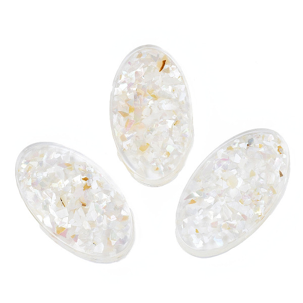 

PandaHall Transparent Acrylic Cabochons, with Shell, Oval, Creamy White, 44x25x5mm Acrylic Oval