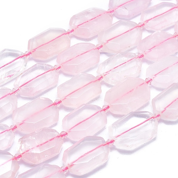 

PandaHall Natural Rose Quartz Beads Strands, Faceted, Oval, 15~28x12~21x5~9mm, Hole: 0.6~1.6mm, about 14~20pcs/strand, 14.7 inch~15.7 inch...