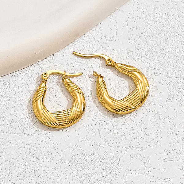 

PandaHall Stainless Steel Hoop Earring for Women, Real 18K Gold Plated, 23x20mm Stainless Steel Ring