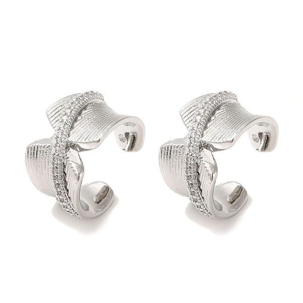 

PandaHall Rack Plating Brass Micro Pave Clear Cubic Zirconia Cuff Earrings for Women, Cadmium Free & Lead Free, Long-Lasting Plated...