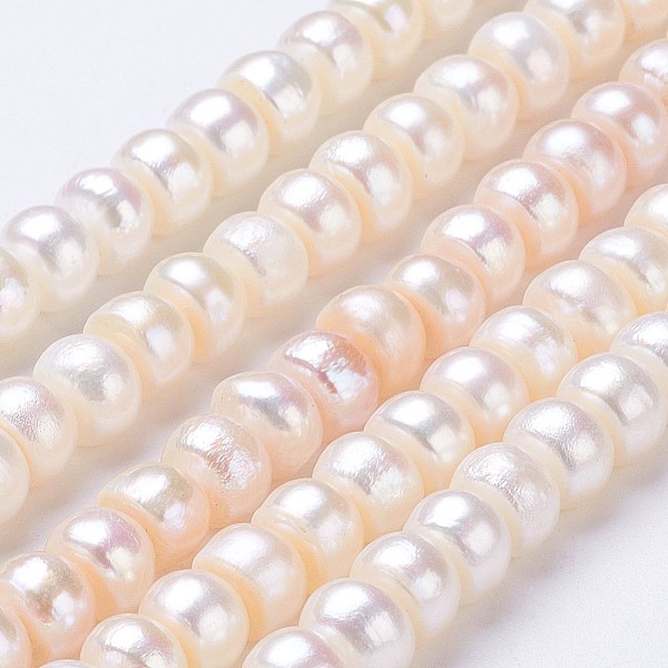 

PandaHall Natural Cultured Freshwater Pearl Beads Strands, Rondelle, Old Lace, 7x5mm, Hole: 0.5mm, about 68~70pcs/strand, 14.2 inch Pearl...