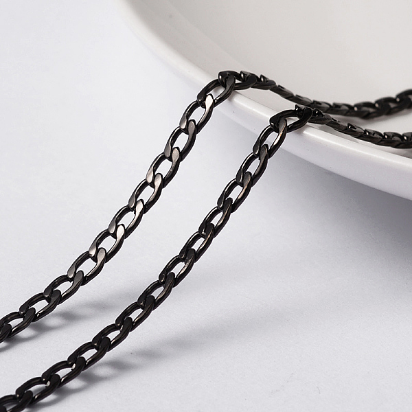 

PandaHall 304 Stainless Steel Twisted Chain Curb Chains, Unwelded, with Spool, Electrophoresis Black, 4~5x3x0.8mm, about 32.8 Feet(10m)/roll...