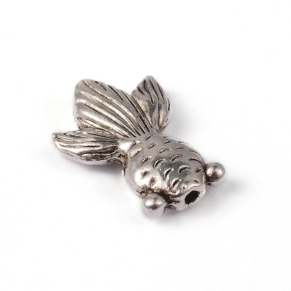 

PandaHall Goldfish Tibetan Style Alloy Beads, Cadmium Free & Lead Free, Antique Silver, 11x15x3mm, Hole: 1mm Alloy Fish