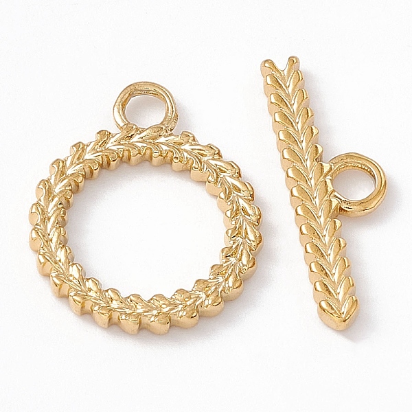 

PandaHall Ion Plating(IP) 304 Stainless Steel Toggle Clasps, Ring, Real 18K Gold Plated, Ring: 18x15x1.5mm, Hole: 2.5mm, 9.5mm inner...