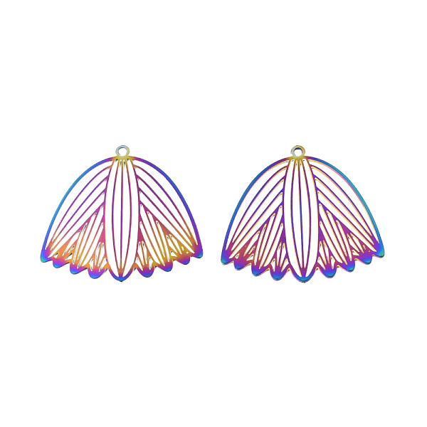 

PandaHall 201 Stainless Steel Pendants, Etched Metal Embellishments, Flower, Rainbow Color, 27x28.5x0.3mm, Hole: 1.4mm 201 Stainless Steel...