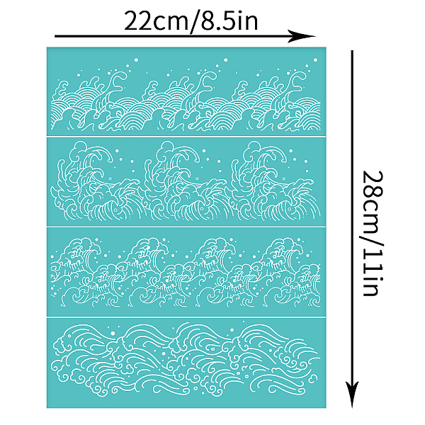 

PandaHall OLYCRAFT Oriental Theme Self-Adhesive Silk Screen Printing Stencil Ocean Wave Pattern Mesh Transfers Silk Screen Reusable Stencil...
