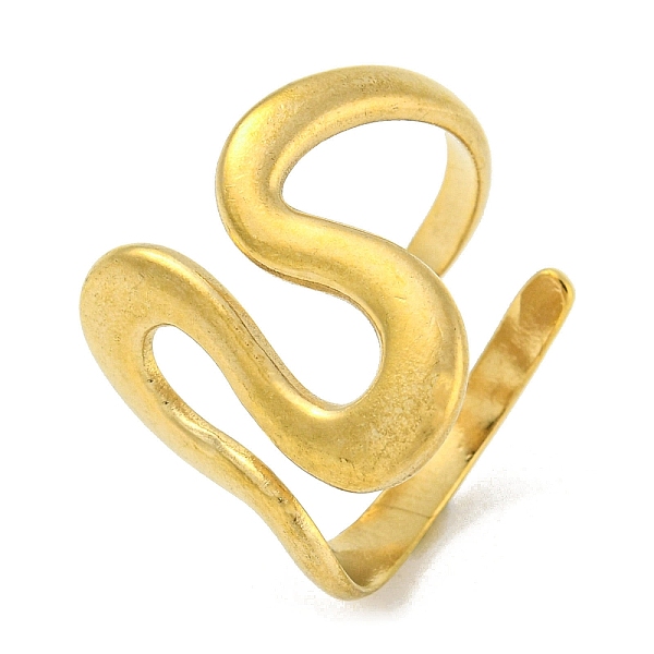

PandaHall 304 Stainless Steel Open Cuff Ring, Wave, Golden, US Size 9 1/4(19.1mm) 304 Stainless Steel