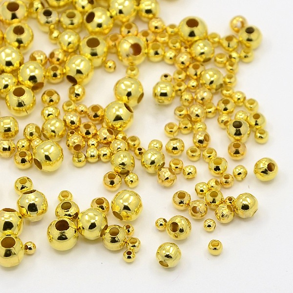 

PandaHall Iron Spacer Beads, Round, Golden, 2~5mm, Hole: 1~2mm Iron Round