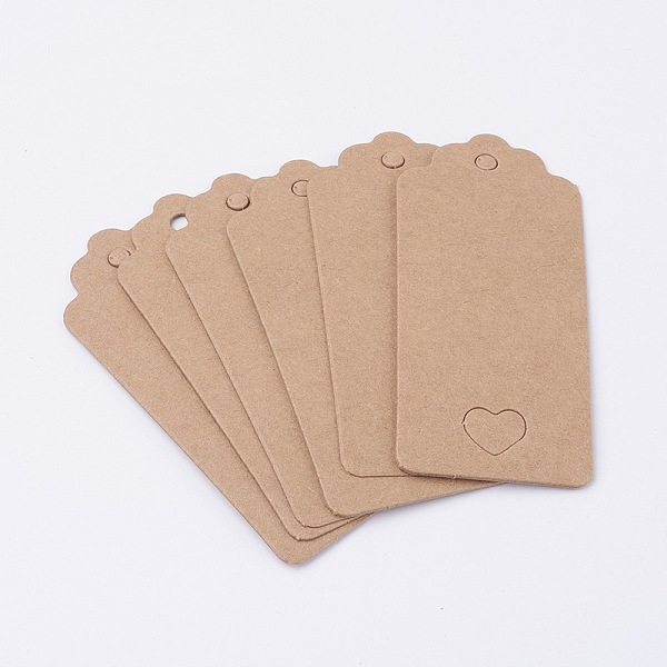 PandaHall Jewelry Display Paper Price Tags, Sienna, 90x40mm, Hole: 5mm, 100pcs/bag Paper Brown