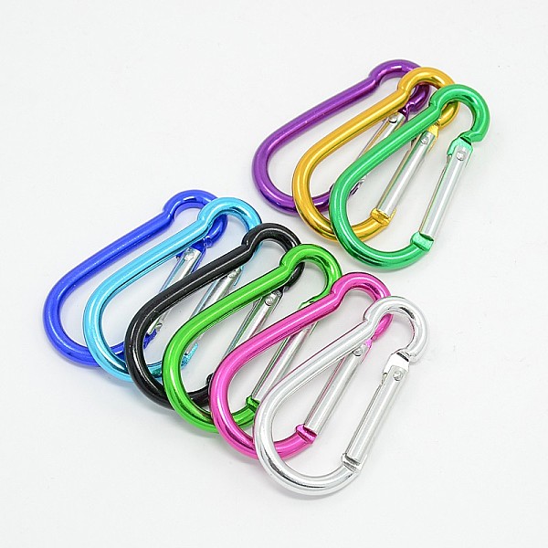 

PandaHall Aluminum Rock Climbing Carabiners, Key Clasps, Platinum, about 24mm wide, 50mm long, 4mm thick Aluminum Others Multicolor