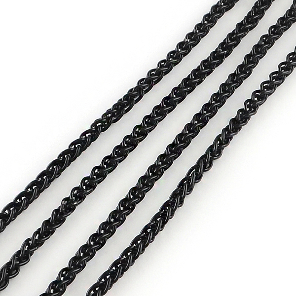 

PandaHall Electrophoresis Iron Wheat Chains, Foxtail Chain, with Spool, Soldered, Black, 3.0mm, about 328.08 Feet(100m)/roll Iron Black