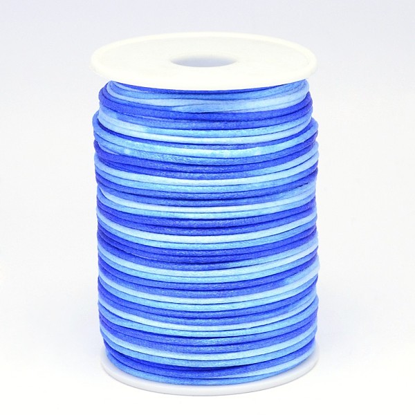 

PandaHall Segment Dyed Polyester Cord, Satin Rattail Cord, Blue, 2mm, about 100yards/roll Polyester Blue