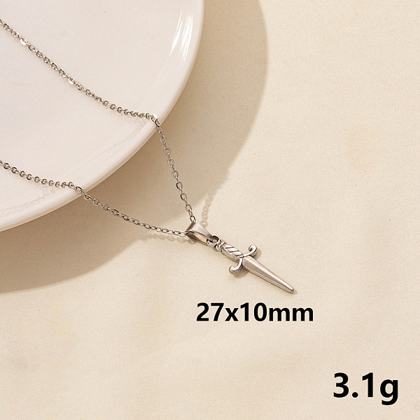 

PandaHall Stylish Stainless Steel Sword Pendant Necklace for Women Stainless Steel