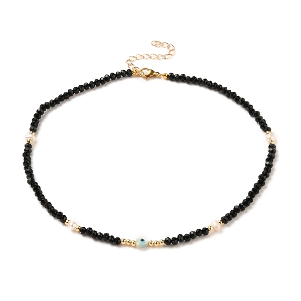 

PandaHall Heart with Evil Eye Natural White Shell Beaded Necklaces, with Natural Malaysia Jade Beads, Pearl Beads, Brass Beads and 304...