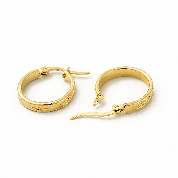 

PandaHall 201 Stainless Steel Leaf Pattern Hoop Earrings with 304 Stainless Steel Pins for Women, Golden, 18x22x2mm, Pin: 0.6x1mm 201...