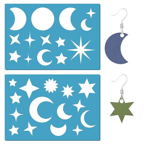 

PandaHall GORGECRAFT 2 Styles Jewelry Shape Template Reusable Earrings Making Plastic Moon Star Sun Cutouts Cutting Stencil Lapidary...