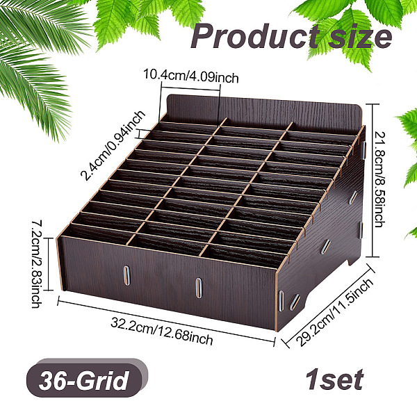 36グリッドの木製携帯電話収納ボックス