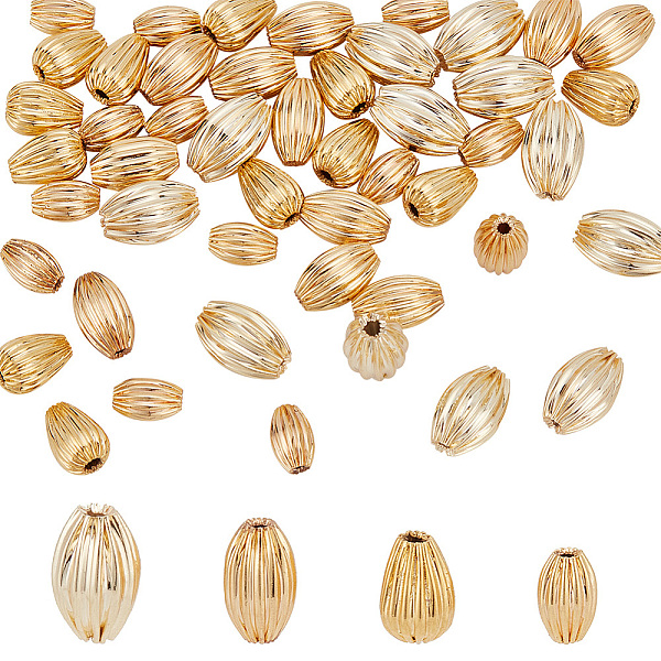

PandaHall GOMAKERER 48 Pcs 4 Sizes Brass Oval Beads, 18K Gold Plated Vase Shape Bead Loose Spacer Beads Golden Brass Beads Metal Bead for...