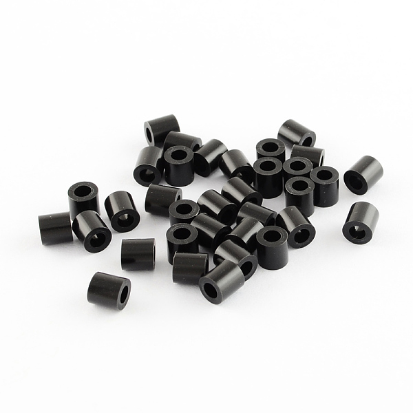 

PandaHall 5mm Melty Beads PE Fuse Beads, Small DIY PE Beads, Tube, Black, 5x5mm, Hole: 3mm Plastic Column Black