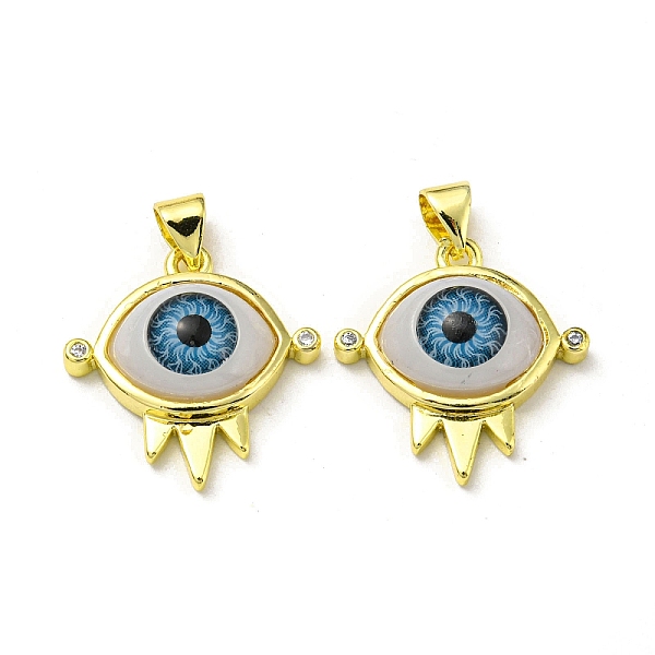 

PandaHall Real 18K Gold Plated Brass Pendants, with Cubic Zirconia and Acrylic, Evil Eye, 20.5x20x6.5mm, Hole: 5x3.5mm Brass+Cubic Zirconia..., Clear