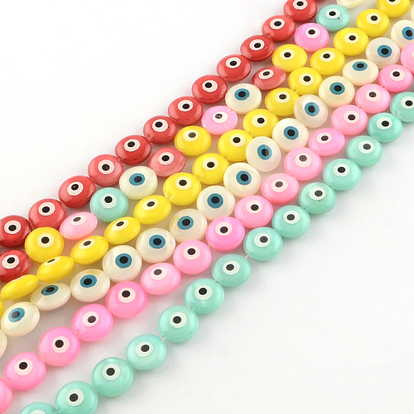 

PandaHall Evil Eye Natural Freshwater Shell Beads Strands, Mixed Color, 10x4~5mm, Hole: 0.5mm, about 40pcs/strand, 15.7 inch Freshwater..., Multicolor