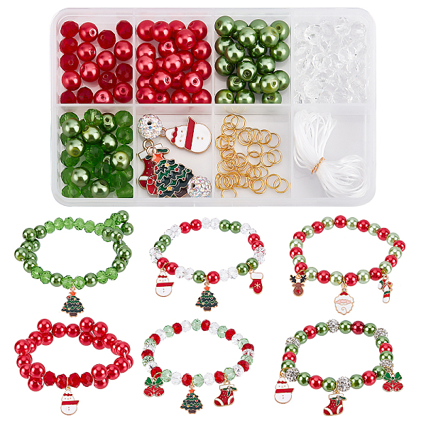 

PandaHall SUNNYCLUE 1 Box DIY 6Pcs Christmas Enamel Charms Christmas Tree Charms Bracelet Making Kit Snowman Charms for jewellery Making..., Multicolor