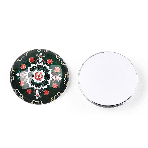 

PandaHall Glass Cabochons, Half Round with Kaleidoscope Pattern, Colorful, 25x7.5mm Glass Half Round Multicolor