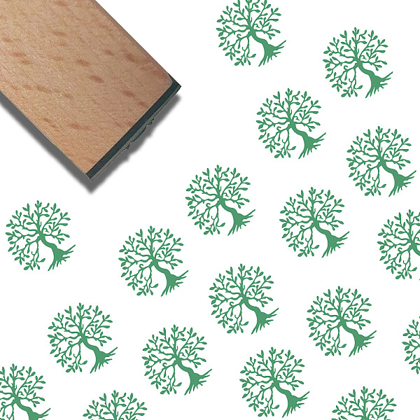 

PandaHall Square Wooden Stamps, with Rubber, for DIY Scrapbooking, Tree of Life, 40x15x15mm Wood Tree of Life