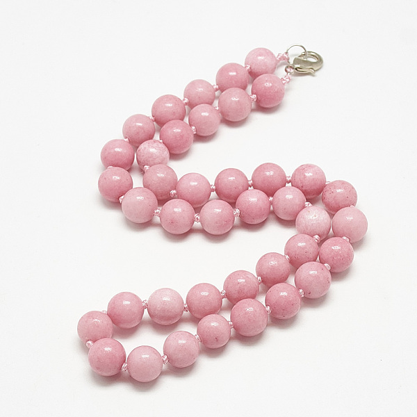 

PandaHall Natural Jade Beaded Necklaces, with Alloy Lobster Clasps, Round, Dyed, 18.1 inch~18.5 inch(46~47cm), round: 11.5~12mm Jade