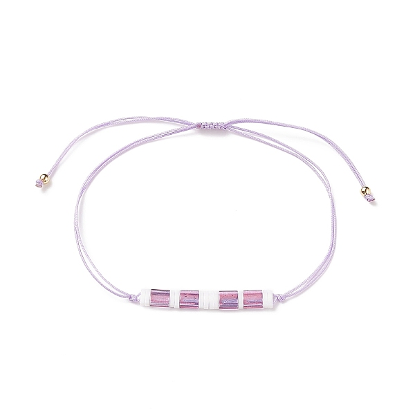 

PandaHall Glass Seed Link Bracelet, Morse Code Secret Message Lucky Gift for Women, Lilac, Link: 33.5x4.5x2mm, Inner Diameter: 3-1/4 inch..., Purple