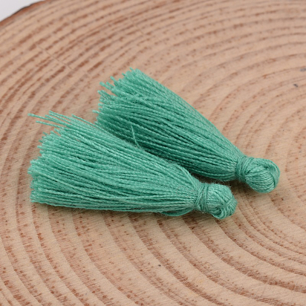 

PandaHall Cotton Thread Tassel Pendant Decorations, Light Sea Green, 25~31x5mm, about 39~47pcs/bag Cotton Green