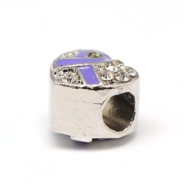 

PandaHall Platinum Plated Alloy Rhinestone European Beads, Large Hole Heart Beads with Enamel Breast Cancer Awareness Ribbon, Mauve..., Purple