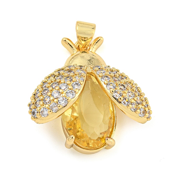 

PandaHall Rack Plating Brass Micro Pave Clear Cubic Zirconia Pendants, with Glass, Long-Lasting Plated, Cadmium Free & Lead Free, Ladybird..., Gold