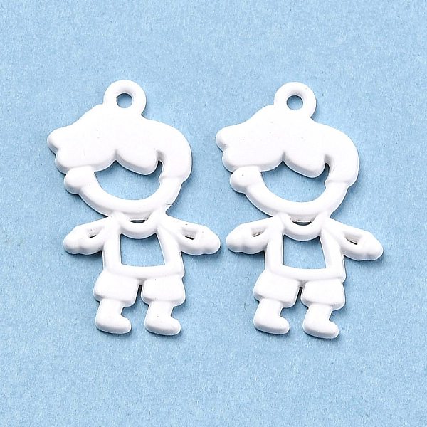 

PandaHall Spray Painted Alloy Pendant, Hollow out Boy, White, 22x13x1.5mm, Hole: 1mm Alloy Human White
