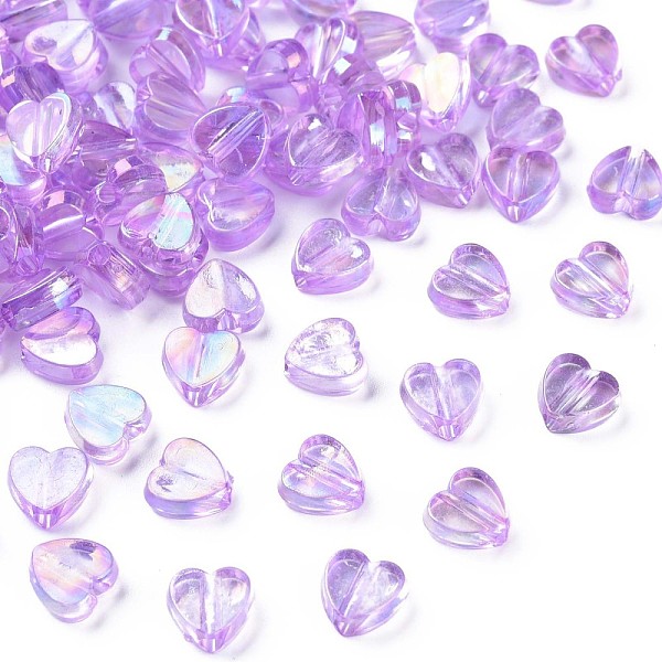 

PandaHall Transparent Acrylic Beads, AB Color Plated, Heart, Orchid, 7.5x8x3mm, Hole: 1.8mm, about 3620pcs/500g Acrylic Heart Purple