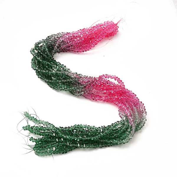 

PandaHall Transparent Glass Bead Strands, Segmented Multi-color Beads, Triangle, Green, 4.5x4x3.5mm, Hole: 1mm, about 134~137pcs/strand...