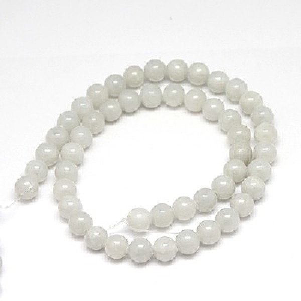

PandaHall Natural Yellow Jade Beads Strands, Dyed, Round, Gainsboro, 8mm, Hole: 1mm, about 50pcs/strand, 15.75 inch Yellow Jade Round Gray