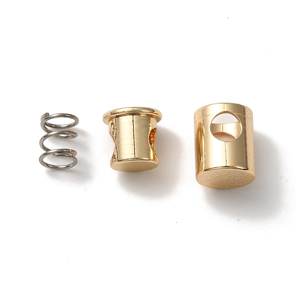 

PandaHall Rack Plating Brass Cord Locks, Cadmium Free & Lead Free, Long-Lasting Plated, Real 14K Gold Plated, 5x4.5mm Brass
