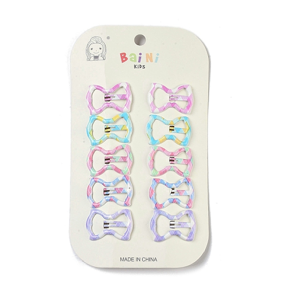 

PandaHall 10Pcs 5 Colors Tartan Pattern Epoxy Resin Snap Hair Clip, with Iron Clip, Hair Accessories for Girls, Bowknot, 22x32.5x4mm..., Multicolor
