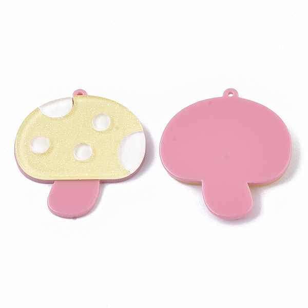 

PandaHall Cellulose Acetate(Resin) Pendants, with Glitter Powder, Mushroom, Yellow, 40.5x38x4.5mm, Hole: 1.6mm Cellulose Acetate Mushroom...