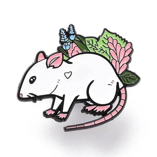 

PandaHall Mouse and Grass Enamel Pin, Animal Alloy Enamel Brooch for Backpack Clothes, Electrophoresis Black, White, 26x30.5x10.5mm, Pin...