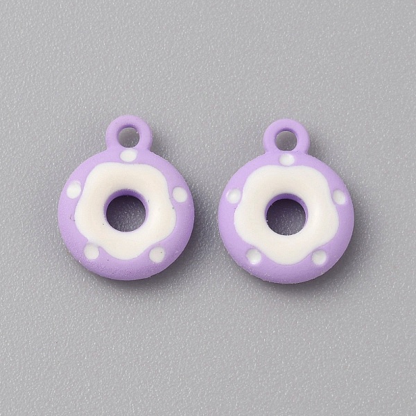 

PandaHall Frosted Painted Colored Alloy Pendants, Doughnut, Plum, 12.5x10x3mm, Hole: 1.5mm Alloy Flat Round Purple