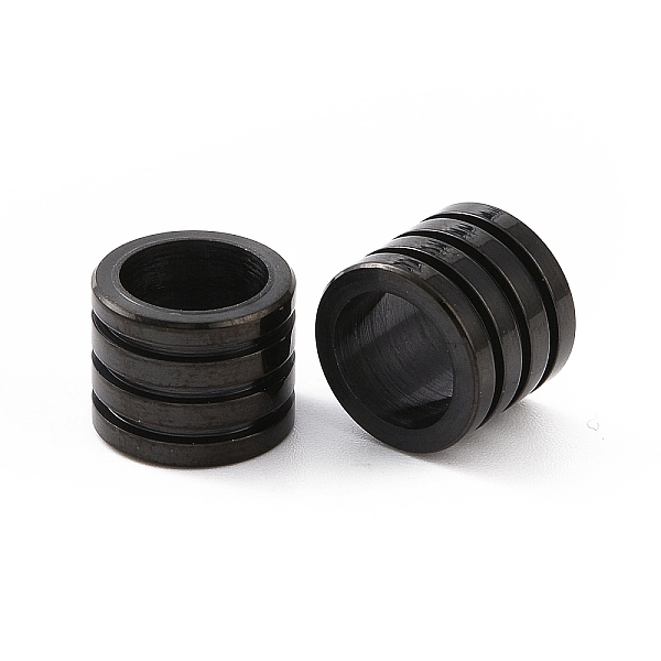 

PandaHall 304 Stainless Steel Beads, Large Hole Beads, Grooved, Column, Electrophoresis Black, 10x8mm, Hole: 7mm 304 Stainless Steel