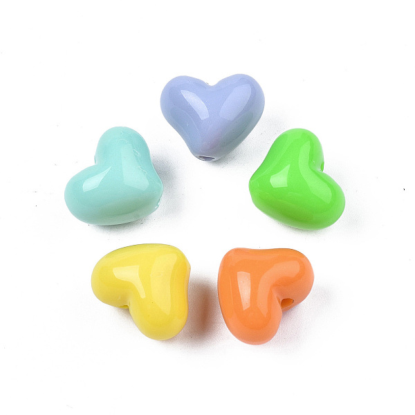 

PandaHall Opaque Acrylic Beads, Heart, Mixed Color, 13.5x16.5x13mm, Hole: 2mm, about 305pcs/500g Acrylic Heart Multicolor