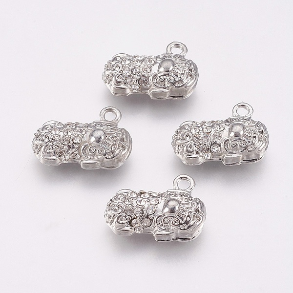 

PandaHall Alloy Rhinestone Pendants, Pi Xiu, Platinum, Crystal, 20.5x14x7mm, Hole: 2mm Alloy+Rhinestone Others Clear