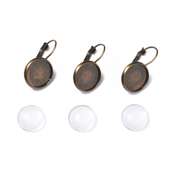

PandaHall DIY Earring Making, with Brass Leverback Earring Findings and Transparent Oval Glass Cabochons, Antique Bronze, Cabochons..., Clear