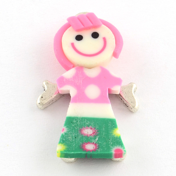 Handmade Zinc Alloy Polymer Clay Girl Pendants