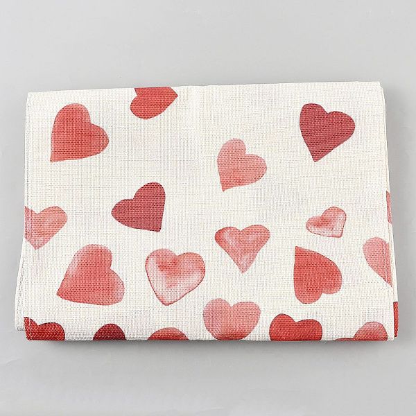 Chemin de table en lin à motif coeur pour la Saint-Valentin