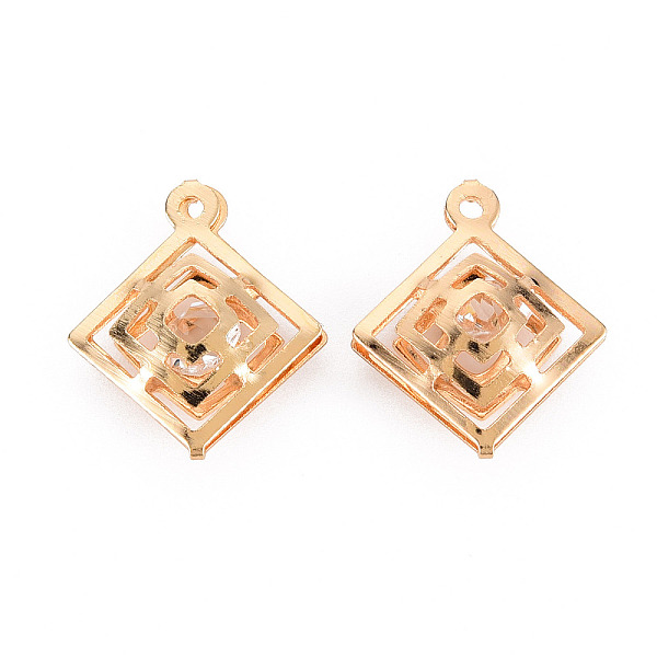 

PandaHall Rack Plating Eco-Friendly Iron Pendants, with Crystal Rhinestone, Cadmium Free & Nickel Free & Lead Free, Rhombus, Light Gold..., Clear